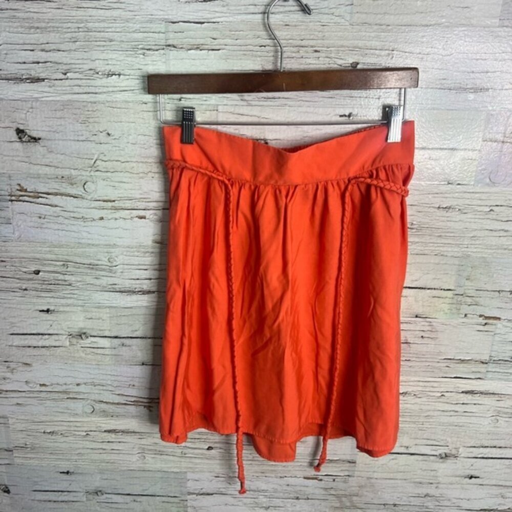 Tommy Hilfiger Orange Bubble Mini Skirt with Ruched Tie Front size medium